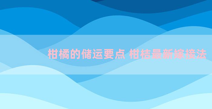 柑橘的储运要点 柑桔最新嫁接法